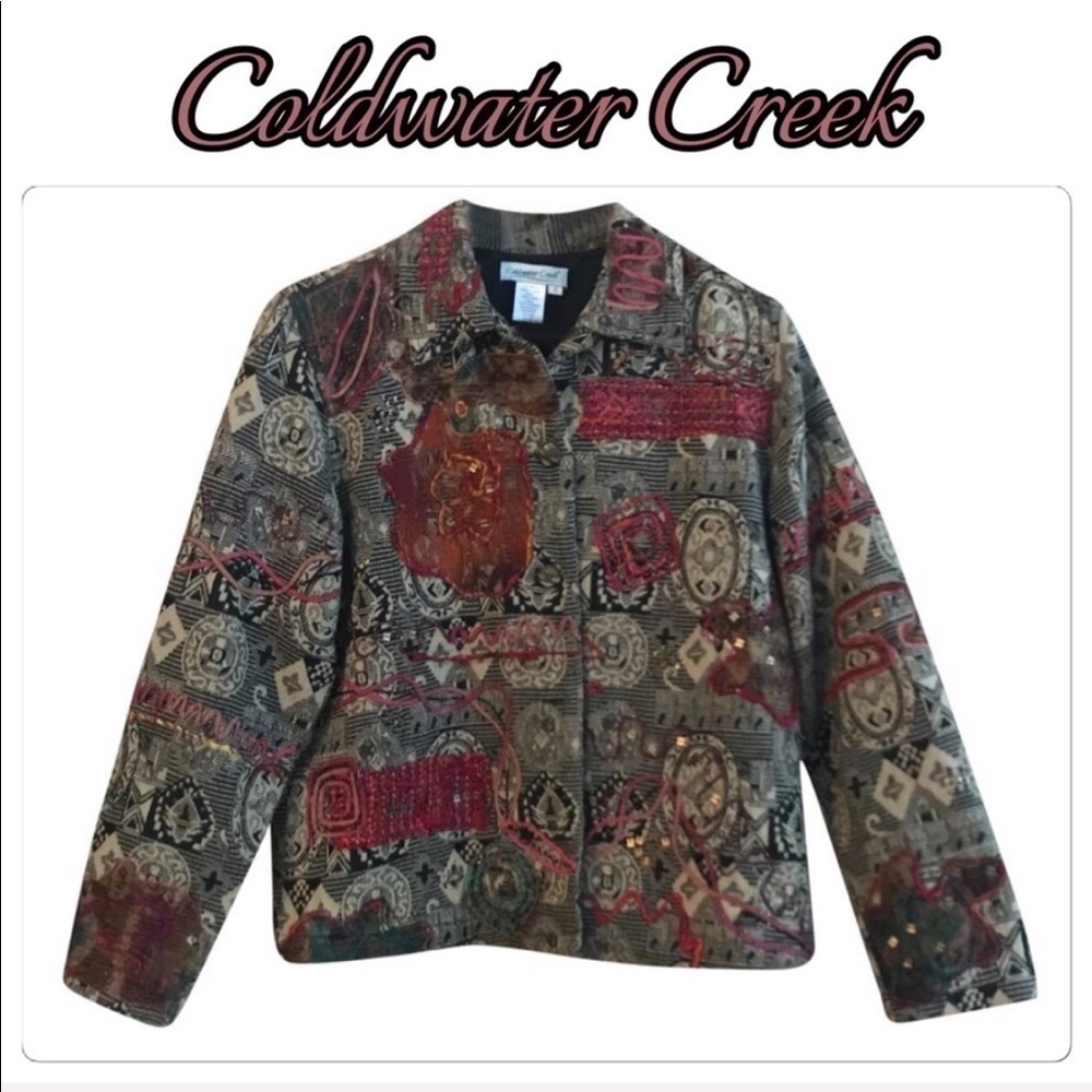 Coldwater Creek embroidered beaded jacket size small
